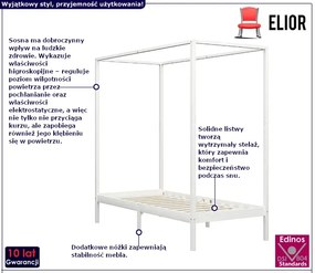 Białe pojedyncze łóżko z baldachimem 100x200cm - Tamai