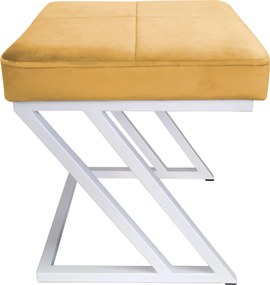 Pufa ZETA tkanina Welur loft ławka podnóżek metal : Kolor Stelaża - Biały, Kolor tkaniny - VELVET - MG15, Typ tkaniny - Velvet