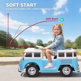 AIYAPLAY Dziecięcy samochód elektryczny, 12V pojazd dziecięcy z MP3, podwójnym silnikiem, klaksonem, miękki start, 89x49x41,5 cm, niebieski