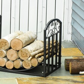 Stojak na drewno kominkowe obciążenie 60 kg półka na drewno opałowe metal czarny | Aosom.pl