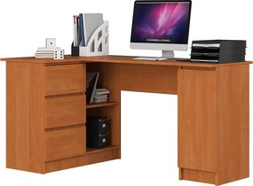 Biurko narożne AKORD B20 Olcha 155 cm lewe 1 drzwi 3 szuflady kolor Olcha mat 4 półki 155x85x77 cm