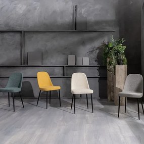 Zestaw 4 nowoczesnych krzeseł w jasnoszarej tkaninie "Giglio" z malowanymi metalowymi nogami 46x55 cm 85h