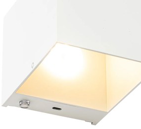 Lampa ścienna biała z wbudowanym LED i dotykowym ściemniaczem, ładowana - Joris Nowoczesny Oswietlenie wewnetrzne