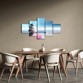 Obraz piasku, lilii i kamieni spa (125x70 cm)