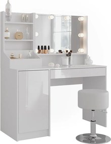 Stół do toalety biały/biały wysoki połysk 119.8x50.1x76 sherry