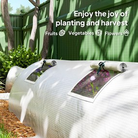 Outsunny Szklarnia Foliowa, Mini Tunelowa z Oknami Siatkowymi, Odporna na UV, Folii Plastikowej, 300 x 80 x 45 cm, Biała