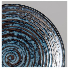 Niebieski talerz ceramiczny MIJ Copper Swirl, ø 25 cm