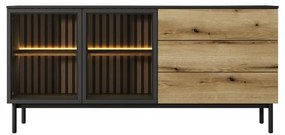 Elegancka komoda Last z półkami i szufladami 180 cm piękne lamele