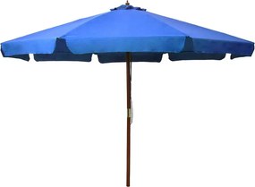 Lazurowy ogrodowy parasol z drewnianym słupkiem M3-Z70