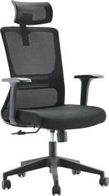 Fotel biurowy - obrotowy i regulowany na wysokość - materiał i siatka - czarny - TONTA