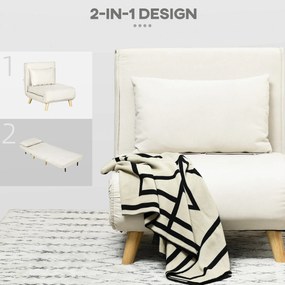 HOMCOM Fotel do Spania, 6-stopniowa regulacja oparcia, wygląd lnu, do 150 kg, Kremowy