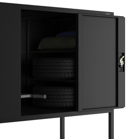 Szafa metalowa do garażu GEORGE, 2250 x 2100 x 900 mm, czarna