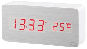 Zegar budzik drewniany elektroniczny cyfrowy led stojący - termometr + data