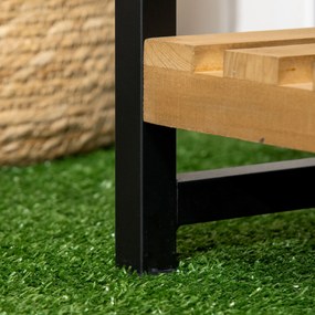 Outsunny Stojak na Kwiaty Drewniany z 3 Poziomami i Haczykami Naturalny Schody Kwiatowe 80x36x174cm | Aosom PL