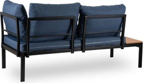 Zestaw Mebli Ogrodowych NORMAN Granatowy/Czarny Narożnik Stolik Tarasowy Metalowy Nowoczesny