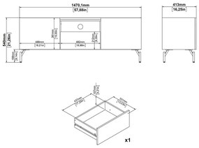 Brązowa szafka pod TV w dekorze dębu 147x54x41 cm Bergen – Tvilum