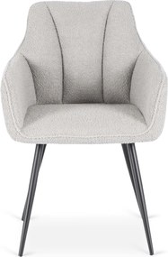 Krzesło Tapicerowane do Salonu NAWARA Szare Boucle Nowoczesne