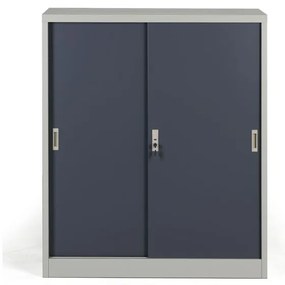 Metalowa szafa z przesuwnymi drzwiami, 2 półki, 1000 x 1200 x 450 mm, ciemnoszary