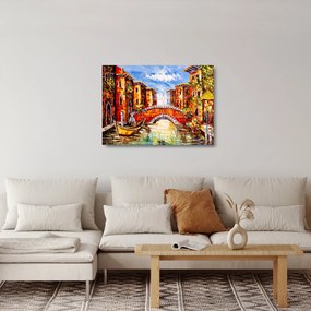 Obraz na szkle - Obraz olejny przedstawiający miasto III. (70x50 cm)