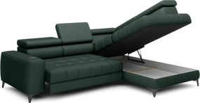 Narożnik BAGGIO Prawostronny z funkcją spania, wolnostojący tkanina LETTO 39 Ciemna Zieleń WERSAL