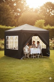Antracytowy Namiot Ogrodowy Z Oknami Ciemny Dąb B0-F35