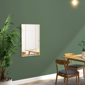 HOMCOM Lustro ścienne, dekoracyjne lustro z metalową ramą, złote pasy, wielowarstwowe szkło, 90S x 2G x 60W cm | Aosom PL
