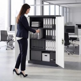 Szafa biurowa na dokumenty metalowa antracytowo-biała KEVIN 900 x 1400 x 400 mm
