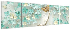 Obraz kwiata z motylami (170x50 cm)