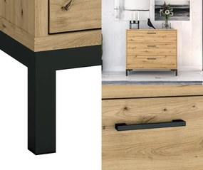 Komoda z 3 szufladami Nevio 09, dąb artisan
