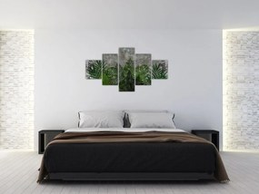 Obraz - Betonowa ściana z roślinami (125x70 cm)