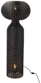Czarna lampa stojąca z rattanowym kloszem (wysokość 130 cm) Werna – Villa Collection