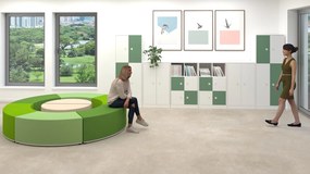 Zestaw mebli do pracowni szkolnych Blox Colours 19, fronty pastelowe zielone