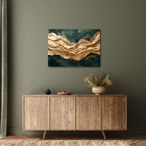 Obraz - Zielona abstrakcja ze złotem II. (70x50 cm)