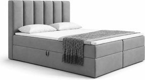 Łóżko kontynentalne Sergio boxspring z materacem bonell i pojemnikami na pościel tapicerowane