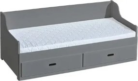 Masseno łóżko dziecięce SAMMY 80X200 cm z szufladą i barierką zabezpieczającą, łóżko dla dziewczynek i chłopców Antracyt