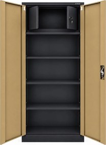 Dwudrzwiowa szafa aktowa z sejfem Eco Design Tomasz, 90x45x185 cm, antracyt/orzech