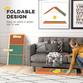 PawHut Rampa Agility dla Psów, Składana, Wysokość Regulowana, Antypoślizgowa, Jodła, do 40 kg, 173 x 59 x 66 cm, Pomarańczowy/Zielony