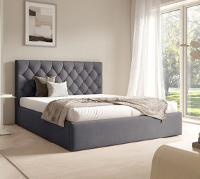 Ciemnoszare łóżko z pikowanym zagłówkiem 3 rozmiary H8-Z41
