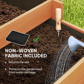 Outsunny Wysoka grządka z kratką, 3-poziomowa skrzynia na kwiaty z włókniną, drewno jodłowe, brązowa, 95 x 95 x 110 cm | Aosom PL