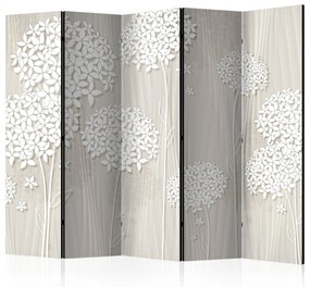 Parawan akustyczny Kwiaty 225x172 cm 5-częściowy szary ARTGEIST B