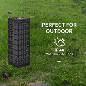 Outsunny Lampa Solarna Rattan Wodoodporna Ogrodowa z Czujnikiem Światła Stal Szary 155x155x46cm | Aosom PL