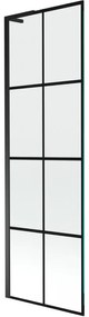 Mexen Next L parawan nawannowy 1-skrzydłowy 60 x 150 cm, czarna kratka, czarny - 895-060-000-03-77-70
