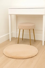 Dywanik futrzany beżowy okrągły FI80cm miękki puszysty guma antypoślizgowa