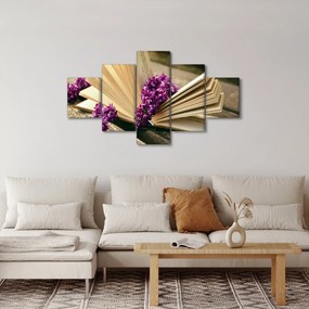 Obraz książki z lawendą (125x70 cm)