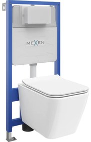 Mexen zestaw podtynkowy WC stelaż Fenix Slim z miską WC Cube i deską wolnoopadającą, biały połysk - 61030924000