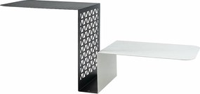 Scalea półka konsolowa 100x30x40 cm, perforowane żelazo, podwójna półka, marmur czarno-biały, made in Italy