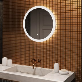 Okrągłe lustro łazienkowe podświetlane ledowo 60\80 cm z Dual color, Włącznik dotykowy