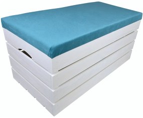 Pufa kufer skrzynia drewniana sosnowa siedzisko 80cm malowana biała