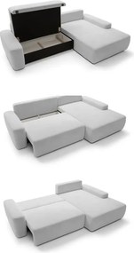 Narożnik BOULI Lewostronny z Elektryczną Regulacją wolnostojący tkanina Raven 06 Popielaty DOMO HOME