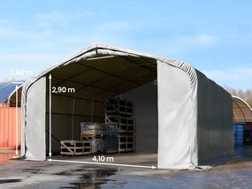 TOOLPORT 6x6m Hala namiotowa - 2,6 m wysokość ścian bocznych z 4,1x2,9m brama, PVC 850, szary, ze statyką (podłoże gruntowe) - (49645)